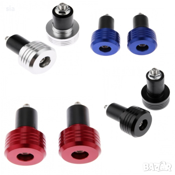 Тапи за кормило на мотопед, Краш тапи, краш бар, мотоциклет или атв, алуминий + гума, 4 цвята, снимка 1