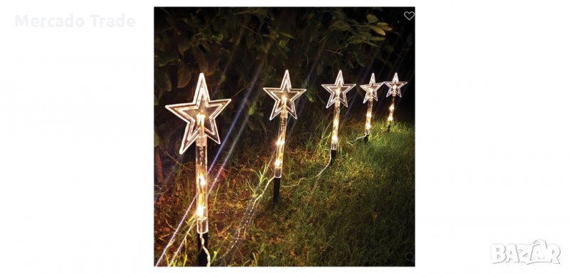 Коледни LED пръчици Mercado Trade, Звезди на батерии, 24см., снимка 1