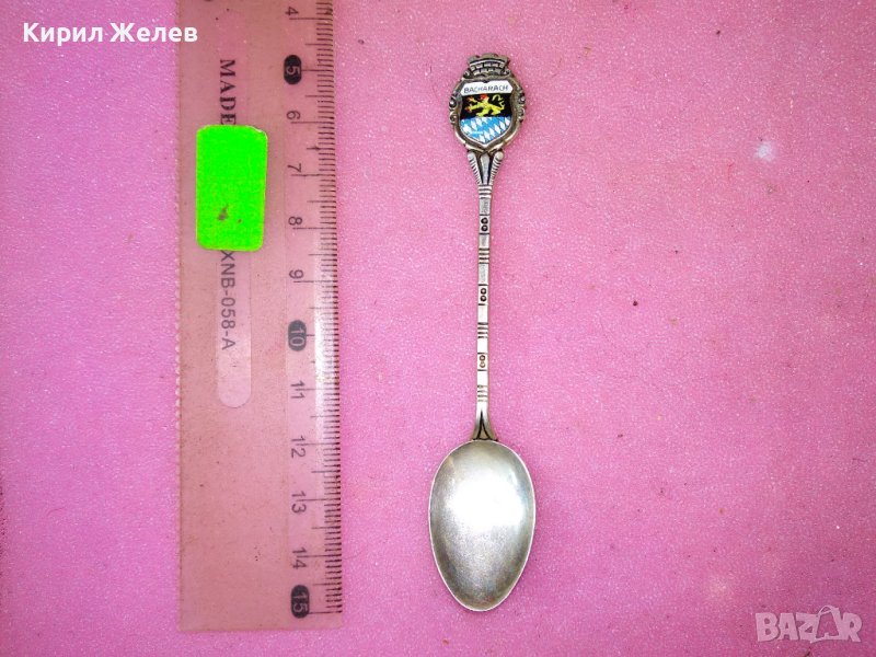 BACHARACH СТАРА НЕМСКА КОЛЕКЦИОНЕРСКА ЕМАЙЛИРАНА СРЕБЪРНА ЛЪЖИЧКА За КАФЕ СРЕБРО 800 REU ПРОБА 42991, снимка 1