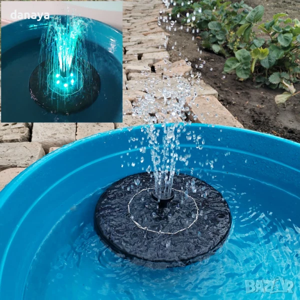 5977 Светещ соларен фонтан с лед светлини, снимка 1