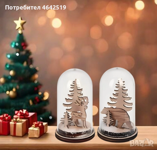 Коледна магия под стъклен купол - LED декорация, снимка 1