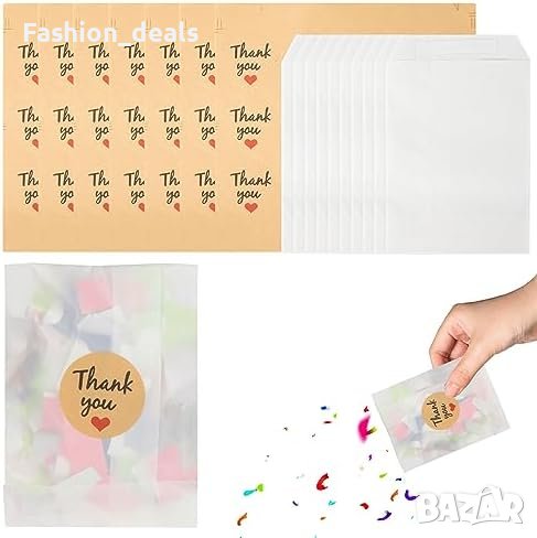 Нови 120 броя Комплект торбички с конфети Сватбени стикери Парти Декорация, снимка 1
