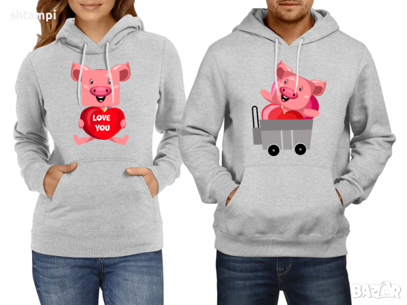 Суитчър/Суитшърт за двойки Love Pigs,Рожден Ден,Любов,Празник,Подарък, снимка 1