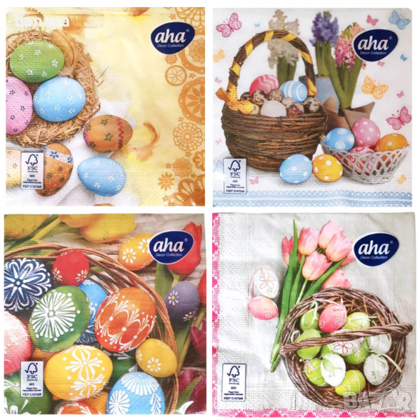 2788 Великденски салфетки за маса, трипластови, 20 броя в пакет, снимка 1