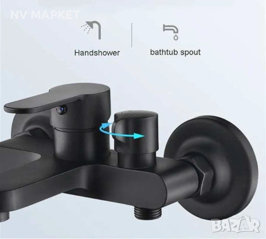 Стенен смесител за вана с ръчен душ неръждаема стомана, снимка 3 - Други стоки за дома - 53837260