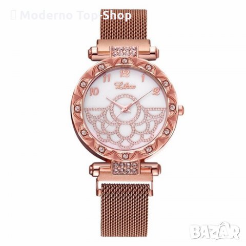 Дамски часовник с кристали и магнитна верижка., снимка 2 - Дамски - 34151934