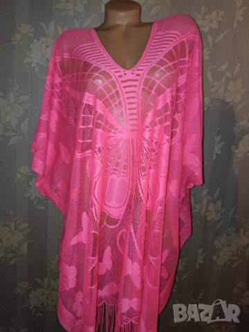 Ново плажно пончо в неоноворозов цвят М- XL, снимка 1