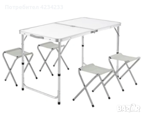 Комплект сгъваема маса с 4 стола, снимка 4 - Градински мебели, декорация  - 53752144