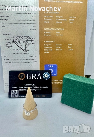 Сребърен пръстен с мойсанит (Диамант) 1 карат, снимка 2 - Пръстени - 51459044