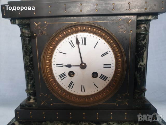 Красив старинен мраморен каминен масивен френски часовник, снимка 4 - Антикварни и старинни предмети - 39223460