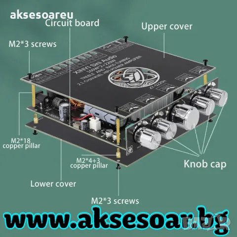 Нов Цифров Аудио Усилвател клас D ZK-HT21 2*160W+220W Модул за Субуфер AUX/USB Вход 2.1 Канал Стерео, снимка 6 - Ресийвъри, усилватели, смесителни пултове - 56196886