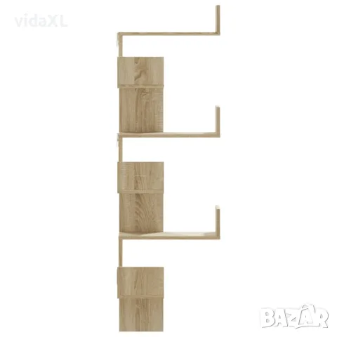 vidaXL Стенен ъглов рафт, дъб сонома, 45x45x147 см, инженерно дърво, снимка 5 - Етажерки - 56148293
