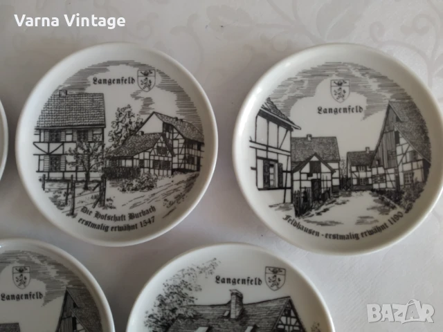 Комплект от пет малки колекционерски чинийки Лангерфелд.  Германия., снимка 3 - Колекции - 50703300