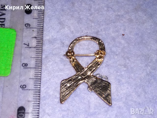 РЯДКА МЕСИНГОВА ЗНАЧКА за БЛАГОТВОРИТЕЛНА КАУЗА за ЖИВОТНИ с ЖЪЛТА и БЯЛА ПОЗЛАТА БРОШКА 38457, снимка 3 - Колекции - 41389445