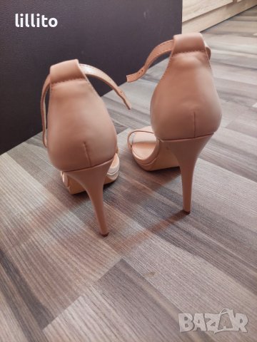 Дамски бежови отворени обувки, снимка 5 - Дамски обувки на ток - 42219485