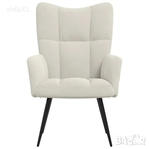 vidaXL Релаксиращ стол, кремавобял, кадифе, снимка 3 - Столове - 56146821
