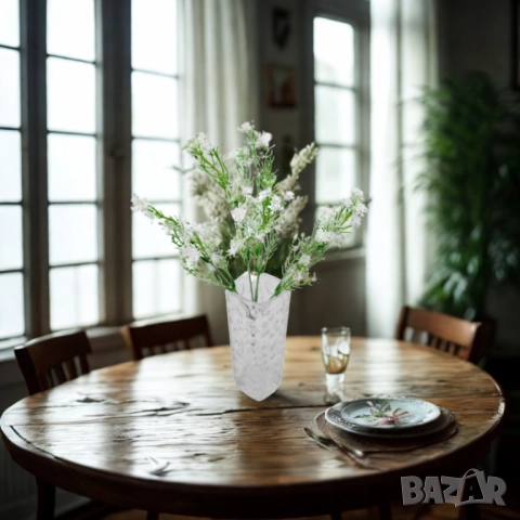 Изкуствена аранжировка с миниатюрни бели цветчета – елегантен декоративен акцент, снимка 2 - Други стоки за дома - 52137801