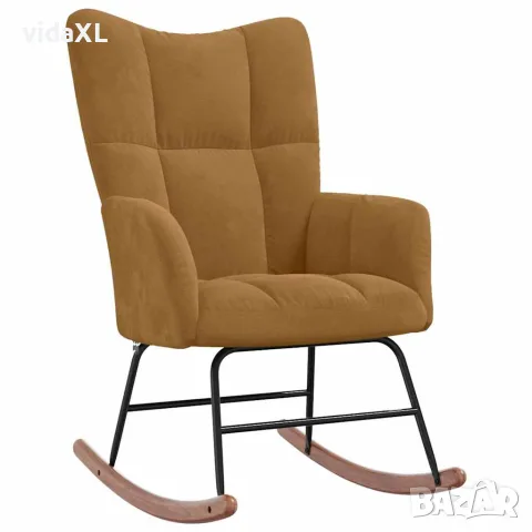 vidaXL Люлеещ се стол с табуретка, кафяв кадифе, снимка 7 - Столове - 56146918