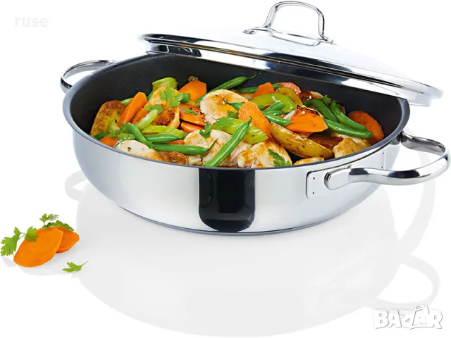 НОВИ! Тиган за задушаване 28см с капак съд за готвене, снимка 3 - Съдове за готвене - 49786528