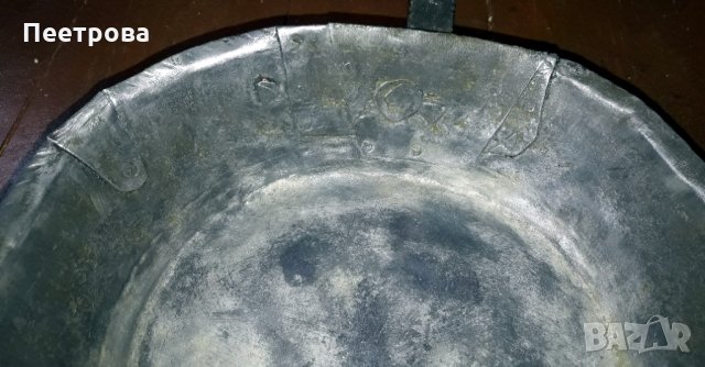 Стар меден тиган с желязна дръжка, вероятно от началото на 20-ти век., снимка 5 - Антикварни и старинни предмети - 35668924