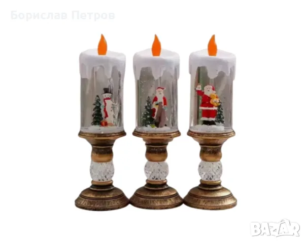 Коледна LED свещ със снежна фигура, снимка 2 - Декорация за дома - 56403240