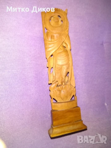 Дървена скулптура воин с лък 220х50х15мм отлична, снимка 7 - Декорация за дома - 51095605