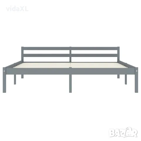 vidaXL Рамка за легло, сива, бор масив, 160x200 см, снимка 3 - Спални и легла - 56146571