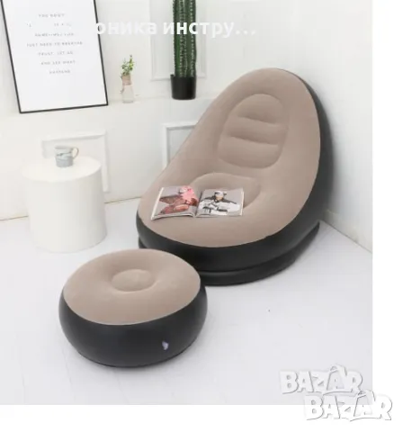 Преносимо надуваемо кресло и табуретка за почивка и релакс, снимка 3 - Други - 48605377