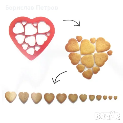 Силиконова форма за сладки и бисквити - сърца, снежинки или животинки, снимка 8 - Форми - 56192356