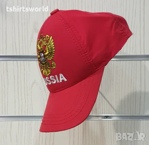 Нова шапка с козирка Русия, с Герб в червен цвят, снимка 2 - Шапки - 47494537