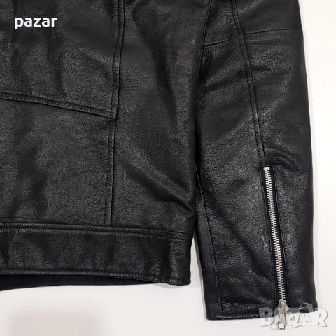 JACK & JONES Мъжко Кожено Яке Мото Естествена Кожа Като Ново S, снимка 6 - Якета - 52967763