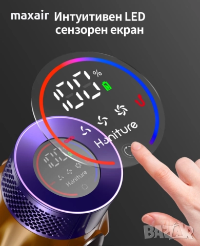 Безкабелна вертикална прахосмукачка Honiture X7 * Безплатна доставка * Гаранция 2 години, снимка 6 - Прахосмукачки - 52025003