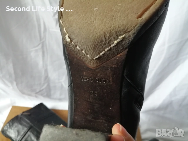 № 39 дамски ботуши естествена кожа - с висок ток; черен цвят, снимка 14 - Дамски ботуши - 53135911