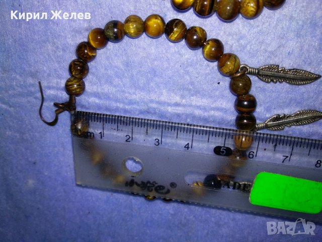 ШАРМАНТНИ СКЪПОЦЕННИ РЕТРО АРТ ХЕНД-МЕЙД ОБЕЦИ с ШЛИФОВАНИ КАМЪНИ ТИГРОВО ОКО 37687, снимка 11 - Обеци - 40684803