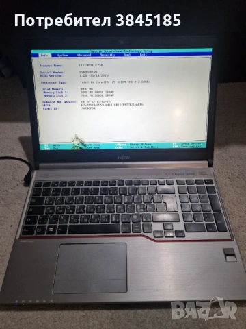 15.6" Fujitsu Lifebook E754 с Intel Core i5-4200M, 4GB RAM, 500GB HDD с дефектен екран, снимка 2 - Части за лаптопи - 53136527