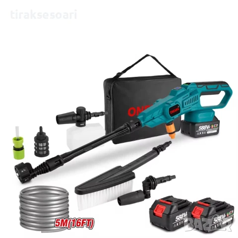 Акумулаторна водоструйка 200 bar 3500W с дисплей, 2 батерии, аксесоари и чанта, снимка 2 - Аксесоари и консумативи - 51048447