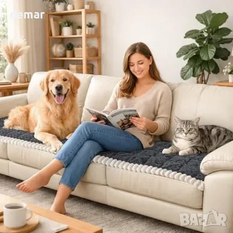 LOOBANI Pet Sofa Cover 2/3/4 Seater – теди плътен протектор за диван против косми, драскотини и, снимка 5 - Други стоки за дома - 55827411