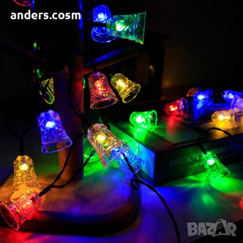 Многоцветни коледни LED лампички с камбанки, снимка 3 - Декорация за дома - 42722254