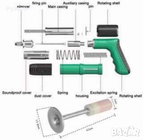 Пистолет за забиване на пирони със заряд в дрво метал бетон+50 пирона, снимка 2 - Други инструменти - 51690016