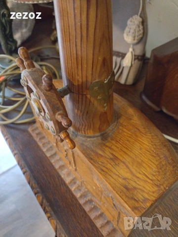 Лампа ретро дърво-1958г., снимка 6 - Настолни лампи - 53364641