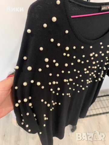 Асиметрична блуза с перли размер L/XL, снимка 11 - Блузи с дълъг ръкав и пуловери - 44259799