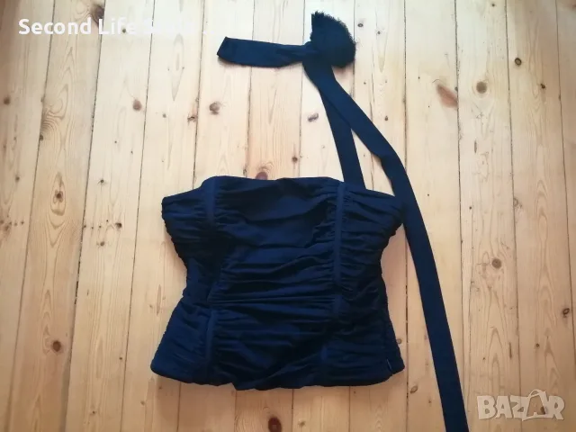 Zara корсет бюстие с шал чокър роза в черен цвят р-р М