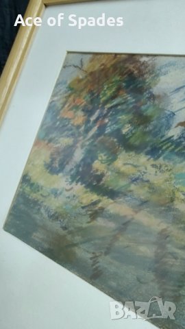 1945 Картина Пейзаж Пастел На Георги Йорданов Гогата  -Ян Мърквичка Коста Петров Димитър Арнаудов , снимка 4 - Антикварни и старинни предмети - 42003251