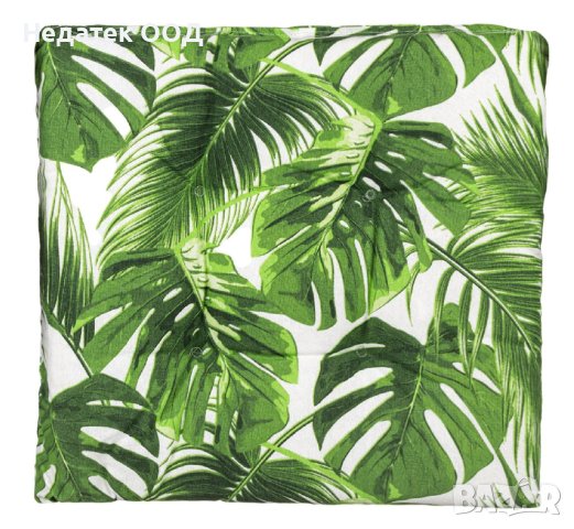 Възглавница за стол, Beige Tropical Leaves, 40x40cm, Зелено/ бежева, снимка 3 - Възглавници - 41164854