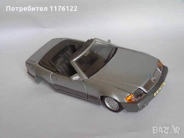 1/24 Maisto '89 Mercedes Benz 500 SL Roadster Cabrio Маисто Мерцедес Бенц 500 СЛ, снимка 1 - Коли, камиони, мотори, писти - 35841584