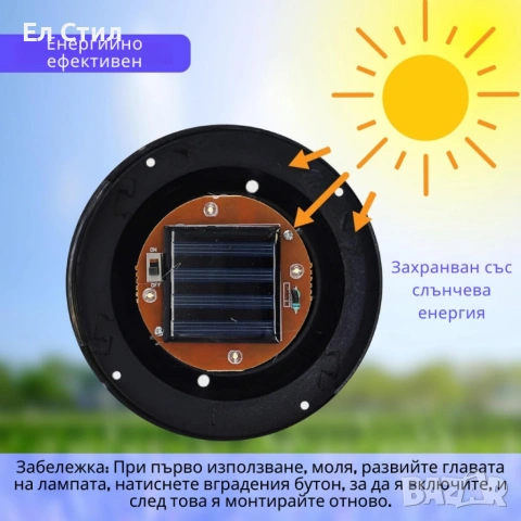 Соларна градинска лампа сфера BONETTI Ø30 см – автоматично осветление без кабели и сметки за ток, снимка 3 - Соларни лампи - 53589544