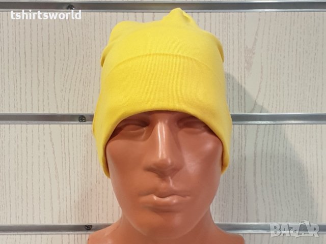 Нова мъжка зимна шапка с подгъв в жълт цвят, снимка 10 - Шапки - 39325389