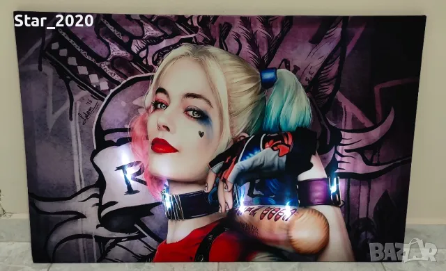 Светеща картина с LED осветление - Harley Quinn , снимка 2 - Картини - 49690939