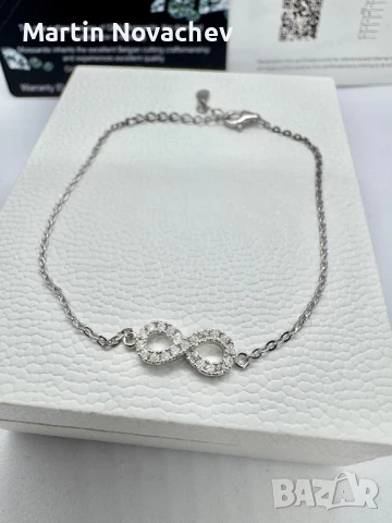 Сребърна гривна с мойсанит (Диамант) , снимка 6 - Гривни - 50704448