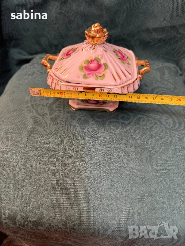 Нов комплект порцеланов самовар и захарница Гжель/Гжел, снимка 12 - Антикварни и старинни предмети - 52860180